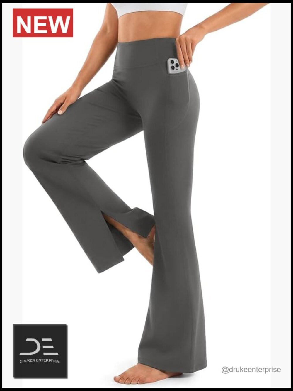 Split Hem Flare Leggings with Pockets Workout Bootcut Yoga Pants High Waist